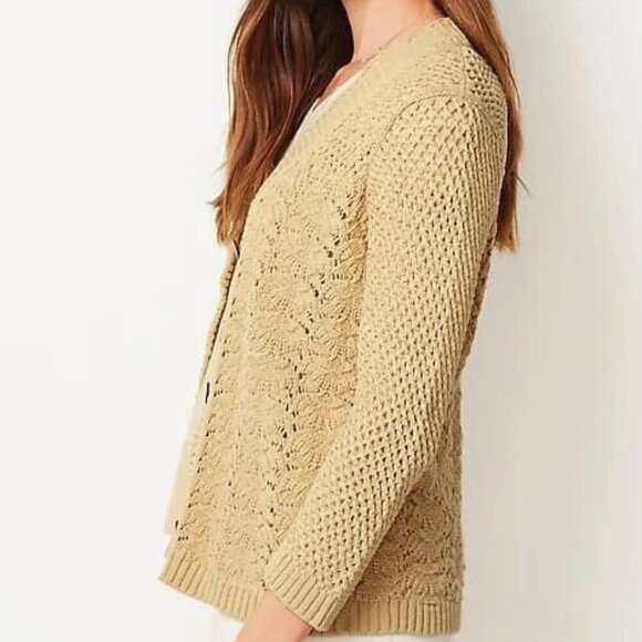 J. Jill Place Texture Button Front Cardigan In Honeycomb Yellow Size Large - Picture 2 of 16